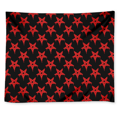 Bloody Satanic Pentagram Pattern Print Tapestry
