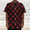 Bloody Satanic Pentagram Pattern Print Textured Short Sleeve Shirt