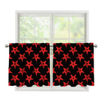 Bloody Satanic Pentagram Pattern Print Tier Curtains