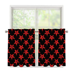 Bloody Satanic Pentagram Pattern Print Tier Curtains