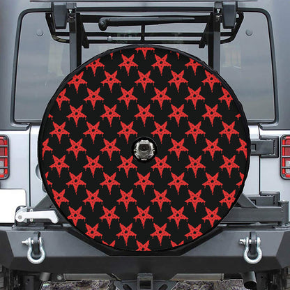 Bloody Satanic Pentagram Pattern Print Tire Cover With Camera Hole
