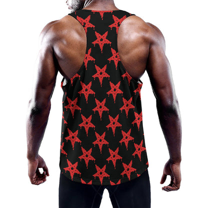 Bloody Satanic Pentagram Pattern Print Training Tank Top