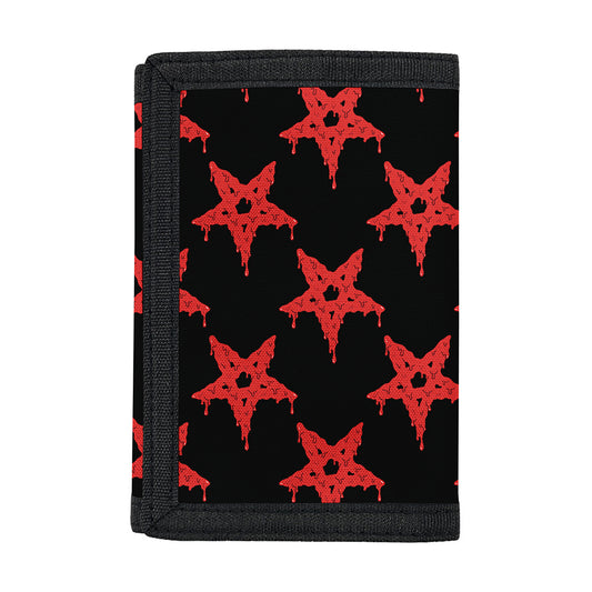 Bloody Satanic Pentagram Pattern Print Trifold Wallet