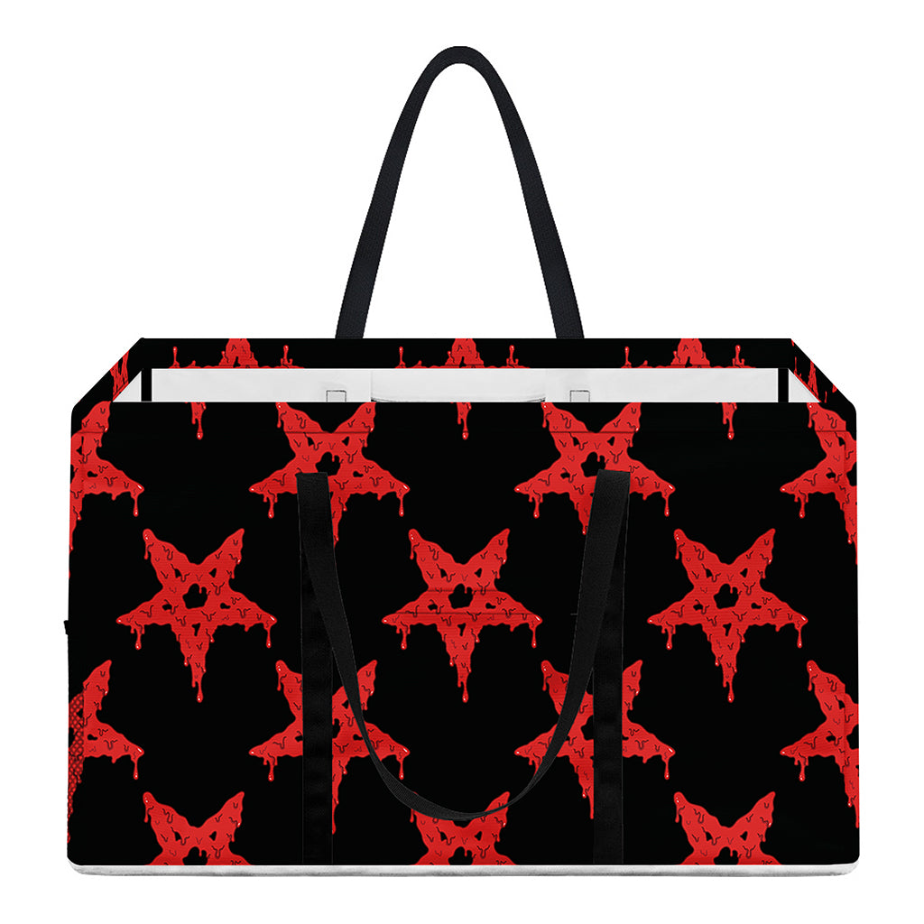 Bloody Satanic Pentagram Pattern Print Utility Tote Bag
