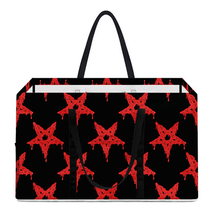 Bloody Satanic Pentagram Pattern Print Utility Tote Bag