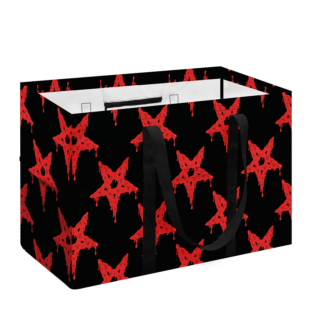 Bloody Satanic Pentagram Pattern Print Utility Tote Bag