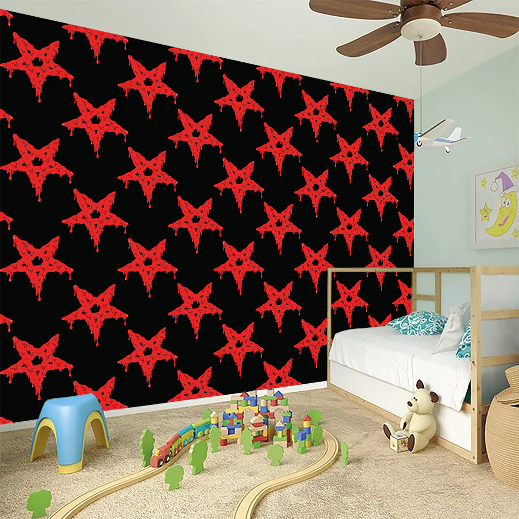 Bloody Satanic Pentagram Pattern Print Wall Sticker