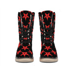 Bloody Satanic Pentagram Pattern Print Winter Boots