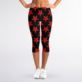 Bloody Satanic Pentagram Pattern Print Women's Capri Leggings
