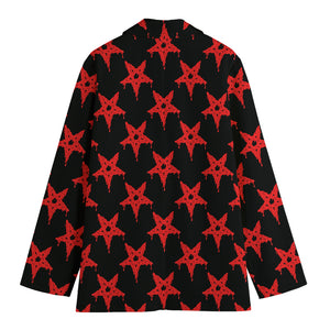 Bloody Satanic Pentagram Pattern Print Women's Cotton Blazer