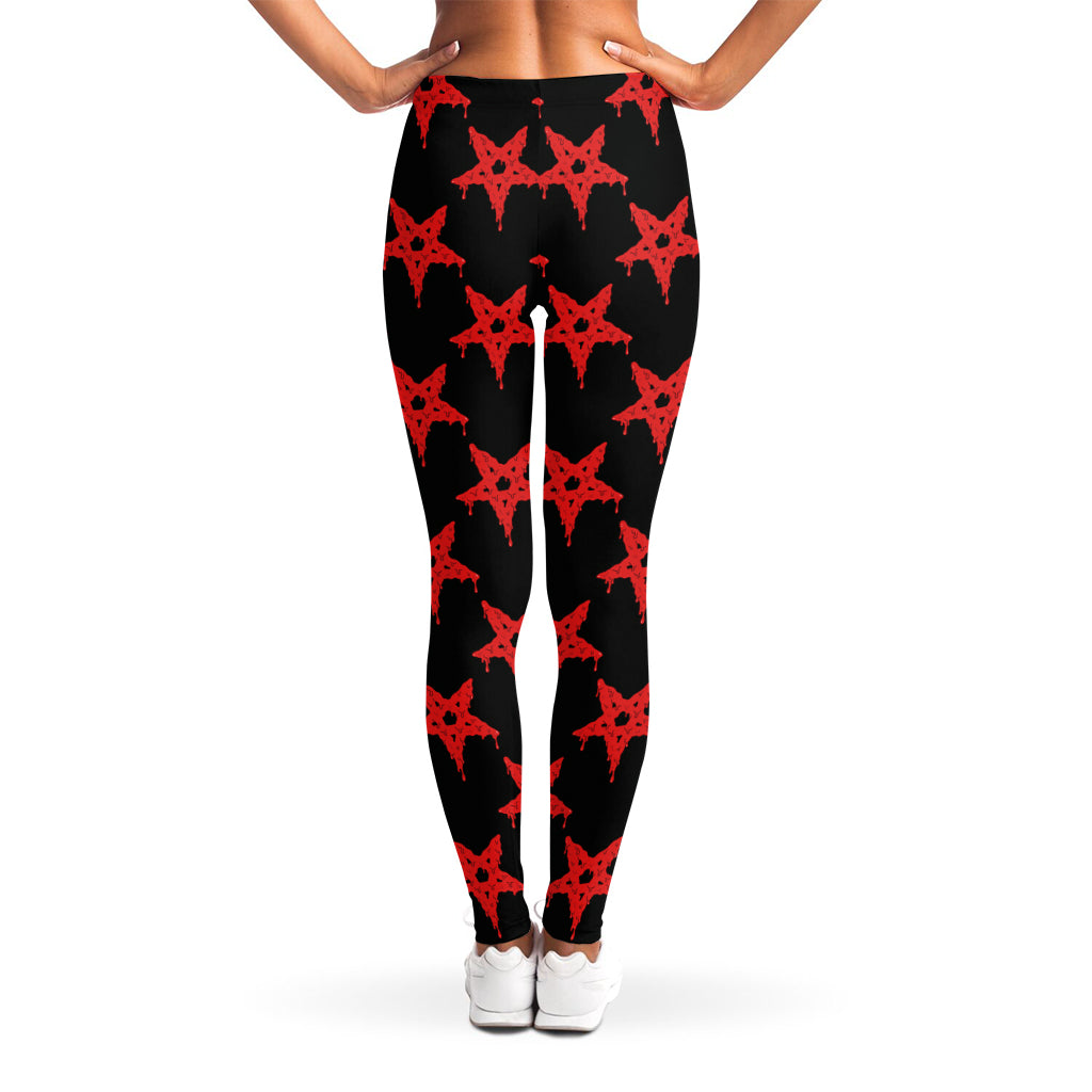 Bloody Satanic Pentagram Pattern Print Women's Leggings
