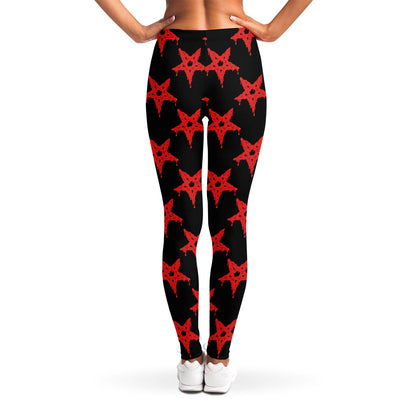 Bloody Satanic Pentagram Pattern Print Women's Leggings