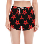 Bloody Satanic Pentagram Pattern Print Women's Split Running Shorts