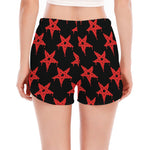 Bloody Satanic Pentagram Pattern Print Women's Split Running Shorts