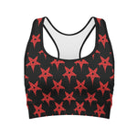 Bloody Satanic Pentagram Pattern Print Women's Sports Bra
