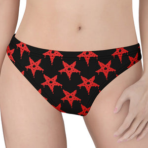 Bloody Satanic Pentagram Pattern Print Women's Thong