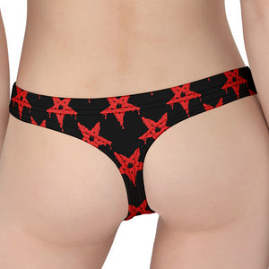 Bloody Satanic Pentagram Pattern Print Women's Thong