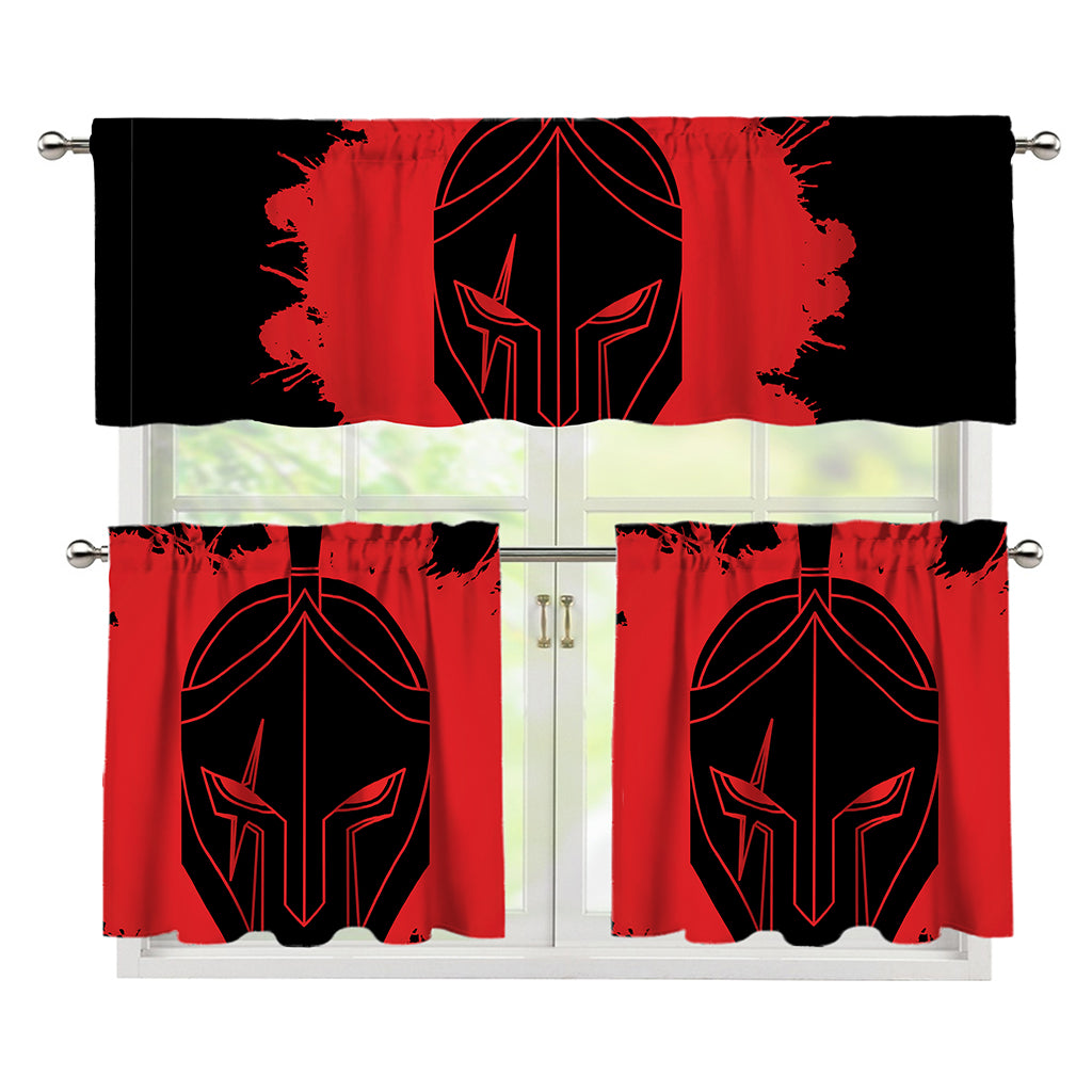 Bloody Spartan Warrior Print 3 Piece Kitchen Curtains