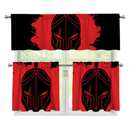 Bloody Spartan Warrior Print 3 Piece Kitchen Curtains