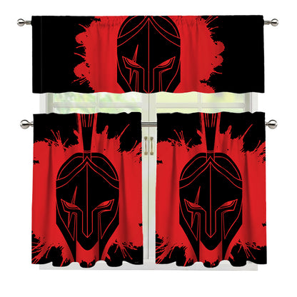 Bloody Spartan Warrior Print 3 Piece Kitchen Curtains