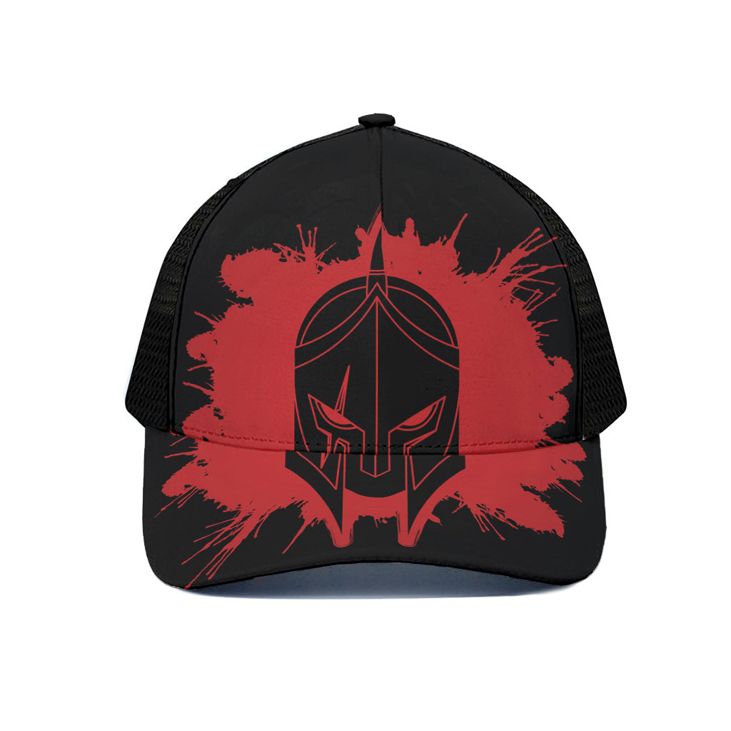 Bloody Spartan Warrior Print Black Mesh Trucker Cap