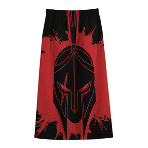 Bloody Spartan Warrior Print Cotton Front Slit Maxi Skirt