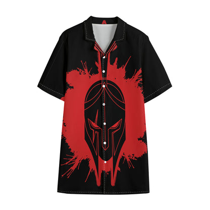 Bloody Spartan Warrior Print Cotton Hawaiian Shirt