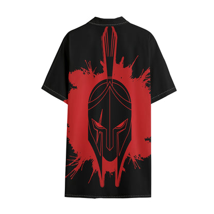 Bloody Spartan Warrior Print Cotton Hawaiian Shirt