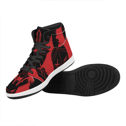 Bloody Spartan Warrior Print High Top Leather Sneakers