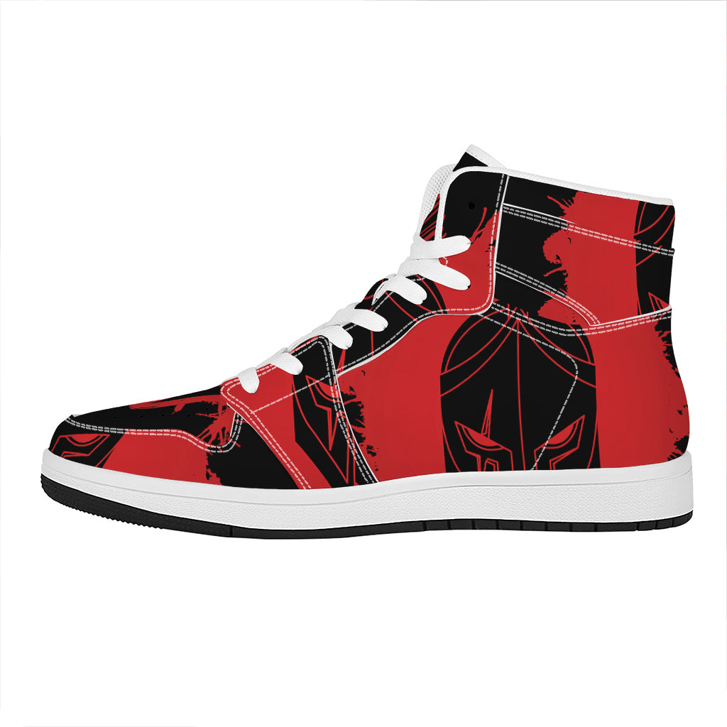 Bloody Spartan Warrior Print High Top Leather Sneakers