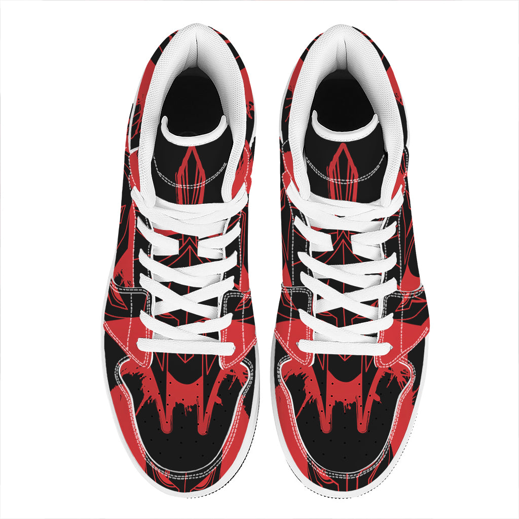 Bloody Spartan Warrior Print High Top Leather Sneakers