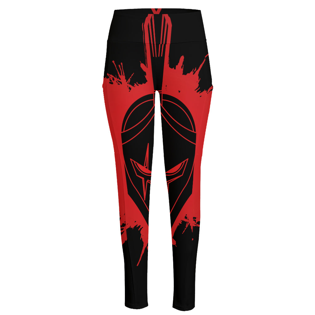 Bloody Spartan Warrior Print High-Waisted Pocket Leggings