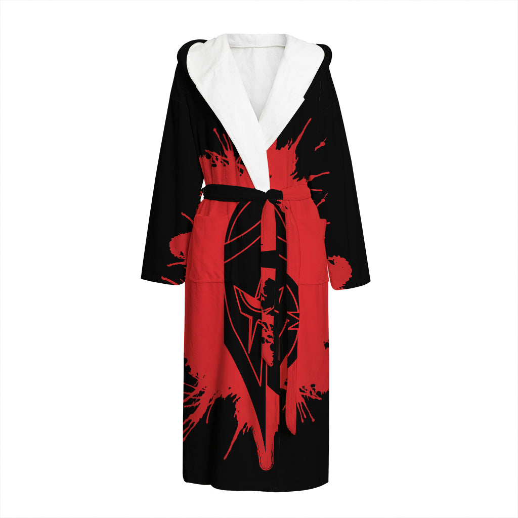 Bloody Spartan Warrior Print Hooded Bathrobe