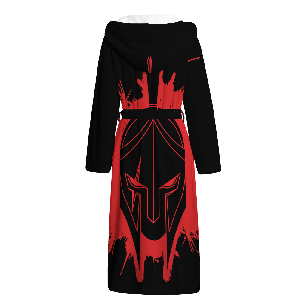 Bloody Spartan Warrior Print Hooded Bathrobe