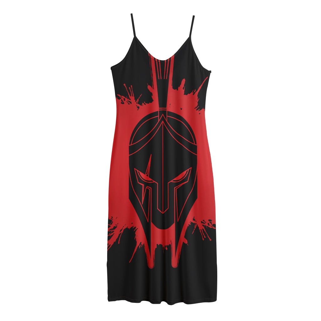 Bloody Spartan Warrior Print Jersey Midi Cami Dress