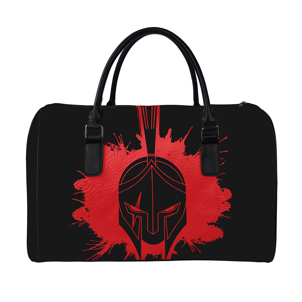 Bloody Spartan Warrior Print Leather Duffle Bag