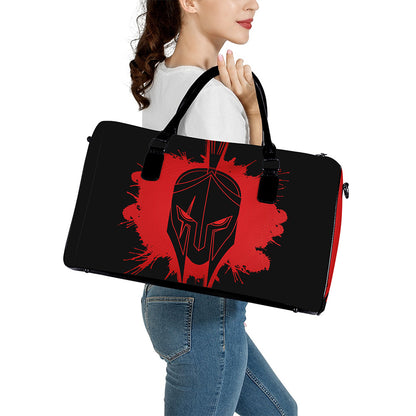 Bloody Spartan Warrior Print Leather Duffle Bag