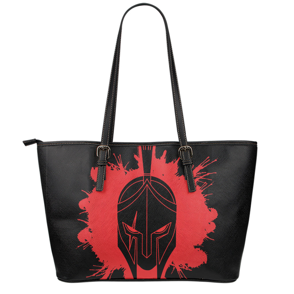 Bloody Spartan Warrior Print Leather Tote Bag