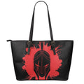 Bloody Spartan Warrior Print Leather Tote Bag With Zipper