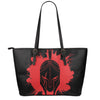 Bloody Spartan Warrior Print Leather Tote Bag