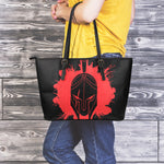 Bloody Spartan Warrior Print Leather Tote Bag