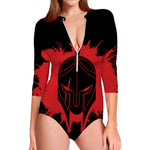 Bloody Spartan Warrior Print Long Sleeve Swimsuit