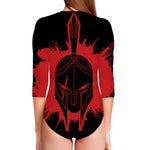 Bloody Spartan Warrior Print Long Sleeve Swimsuit