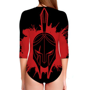 Bloody Spartan Warrior Print Long Sleeve Swimsuit