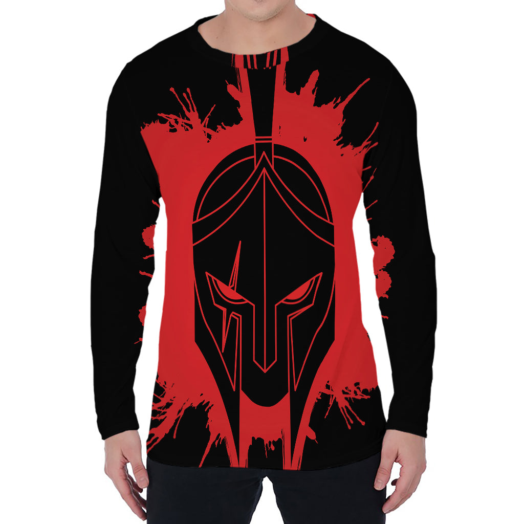 Bloody Spartan Warrior Print Men's Long Sleeve T-Shirt