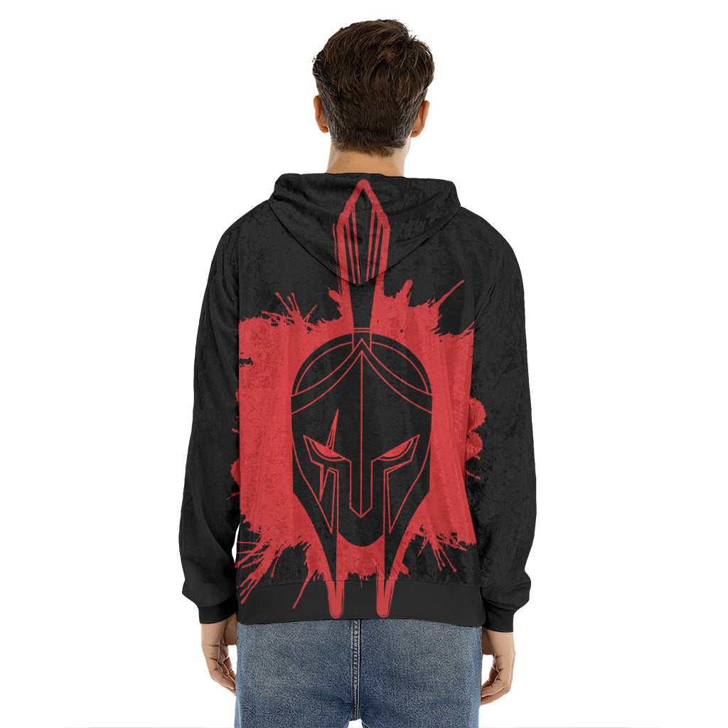 Bloody Spartan Warrior Print Men's Velvet Pullover Hoodie