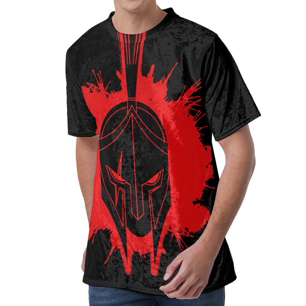 Bloody Spartan Warrior Print Men's Velvet T-Shirt