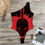 Bloody Spartan Warrior Print One Shoulder Bodysuit