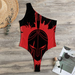 Bloody Spartan Warrior Print One Shoulder Bodysuit