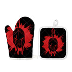 Bloody Spartan Warrior Print Oven Mitt And Pot Holder Set